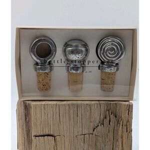 Pier 1 Imports Bottle Stopper Set of 3 Aluminum with Cork Seals – Made in India